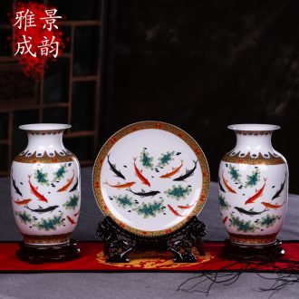 Jingdezhen ceramics vase TV ark three-piece furnishing articles european-style wedding gifts contemporary and fashionable sitting room