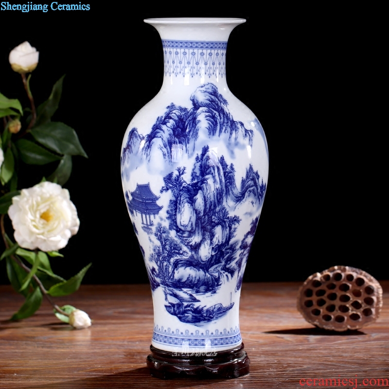 Jingdezhen ceramics landscape painting large blue and white porcelain vase contemporary household adornment desktop sitting room mesa furnishing articles