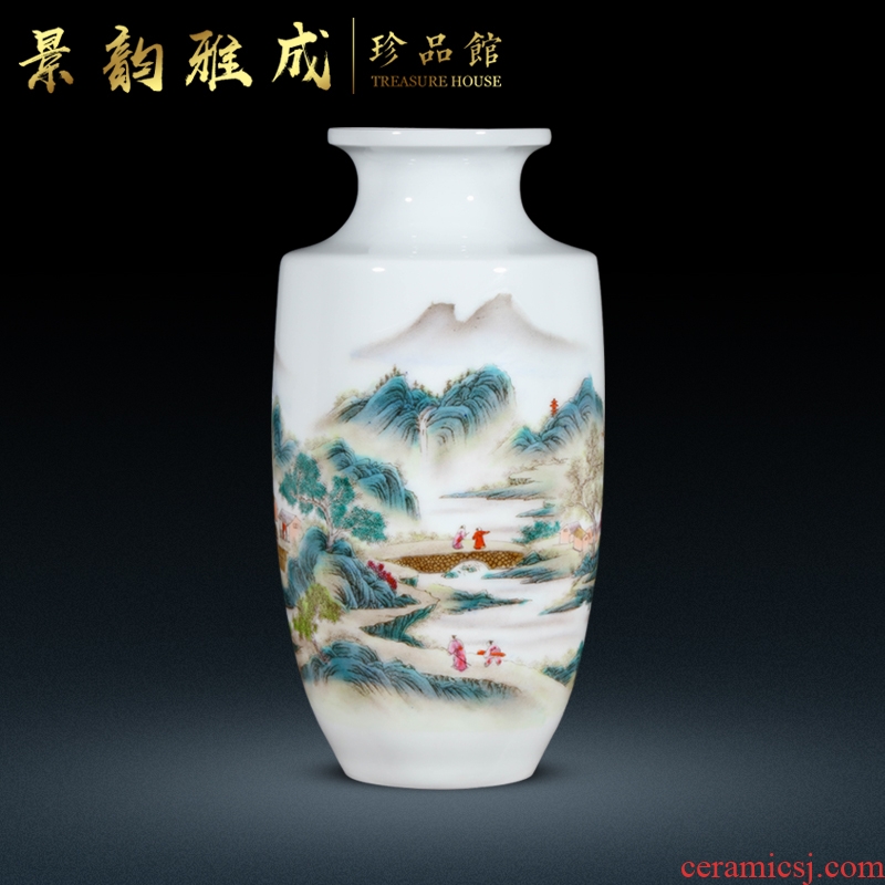 Jingdezhen ceramic hand-painted far jiang hang sail flower vase furnishing articles sitting room rich ancient frame craft gift ornament