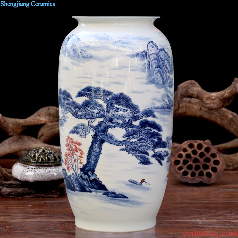 Jingdezhen ceramics hand-painted guest-greeting pine wax gourd bottle of painting and calligraphy sitting room adornment of large vase furnishing articles
