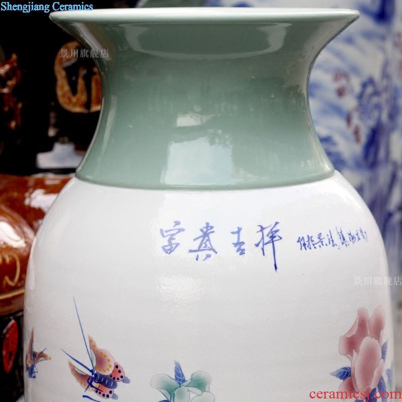 Jingdezhen porcelain ceramics hand-painted riches and honour auspicious figure sitting room of large vase household furnishing articles large-sized quiver