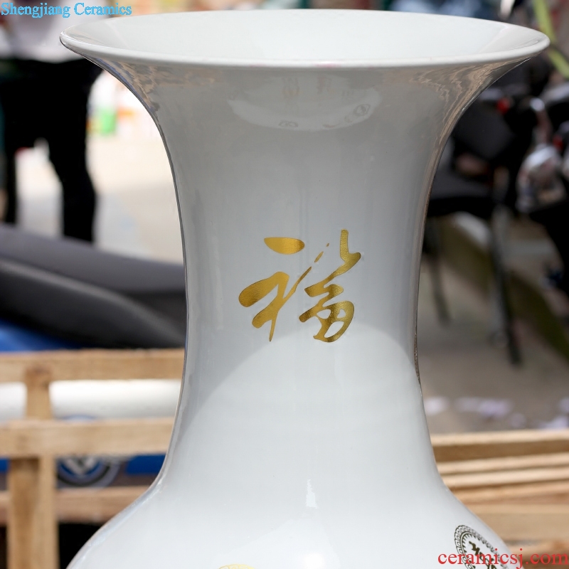 Jingdezhen ceramic craft peacock vase peony of large home sitting room hotel Chinese flower arranging act the role ofing is tasted furnishing articles