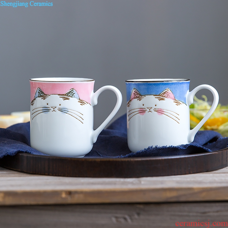 Million jia Japanese Japanese ceramic cute cartoon mark cup domestic cup children glass cups milk cup