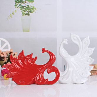 Fashionable household decoration contemporary and contracted sitting room TV cabinet decoration ceramics handicraft lovers peacock furnishing articles