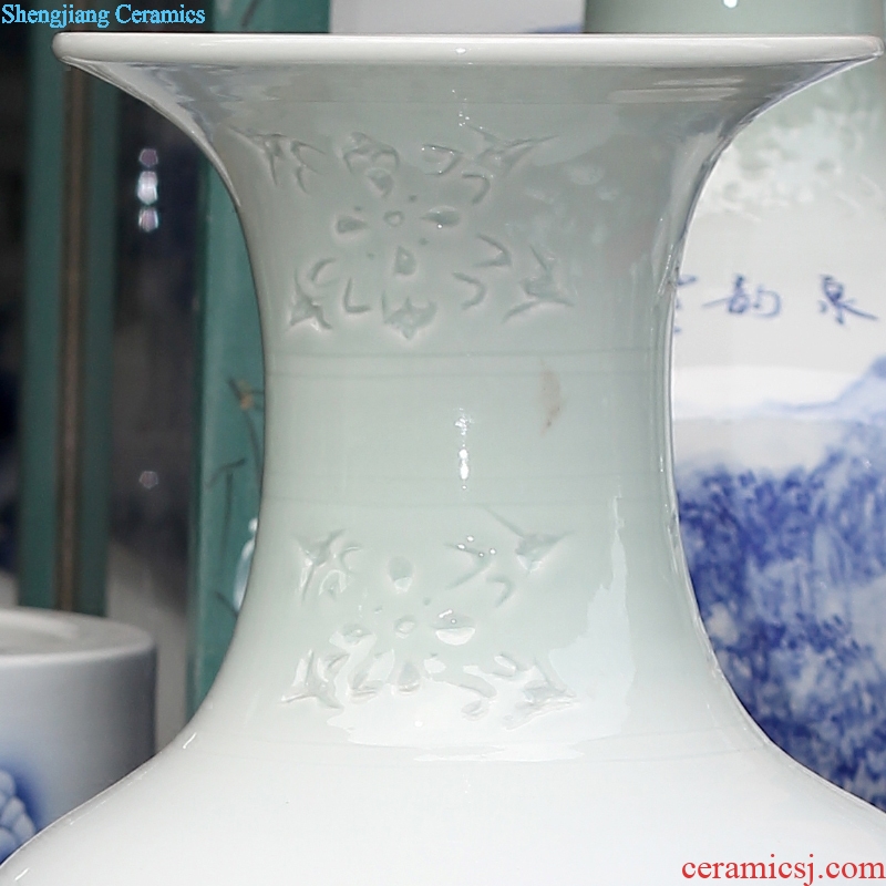 Jingdezhen porcelain ceramic blue and white peony blooming flowers hand-painted sitting room of large vase household furnishing articles