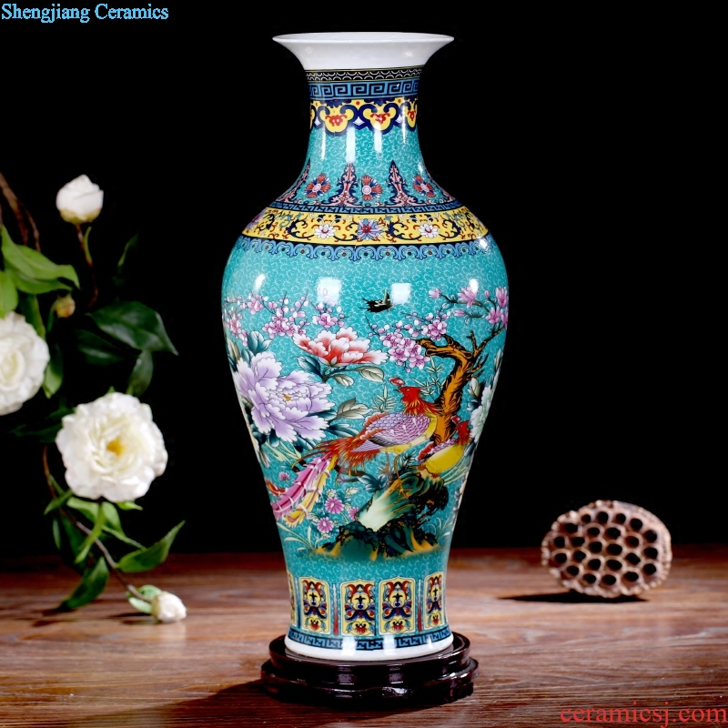 Mesa of jingdezhen ceramic vase colored enamel Chinese antique household flower adornment handicraft office furnishing articles