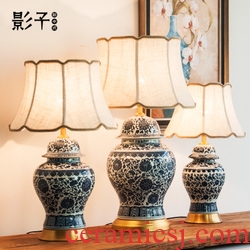 Ceramic lamp sitting room bedroom study modern new Chinese wind simple hand-painted bamboo decorative lamps and lanterns of the head of a bed, 1065