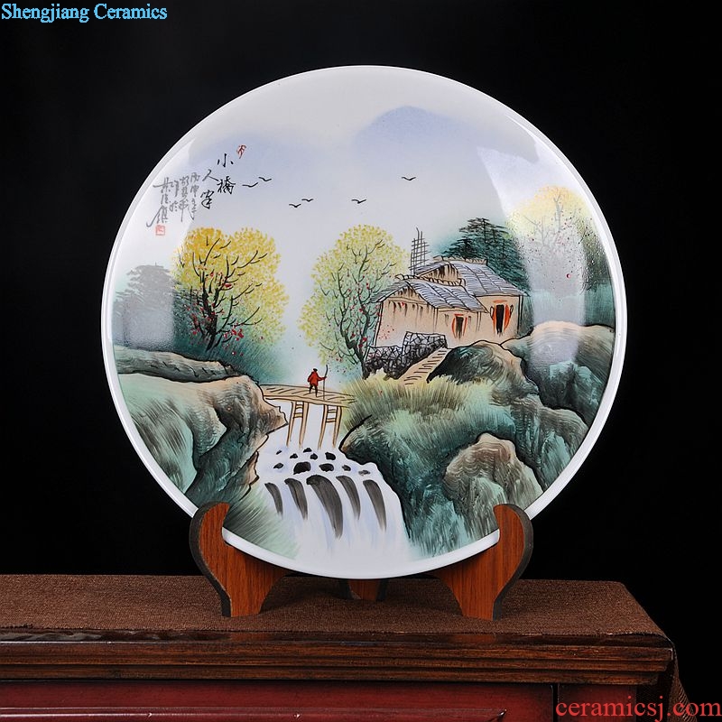 Hang dish of jingdezhen ceramics decoration plate of hand-painted "Bridges the somebody else sit home decoration handicraft furnishing articles