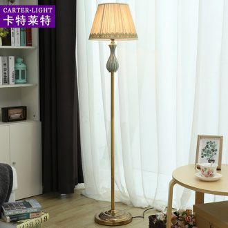 American floor lamp sitting room is contracted and contemporary ceramic creative personality fashion vertical sweet bedroom remote control of the head of a bed