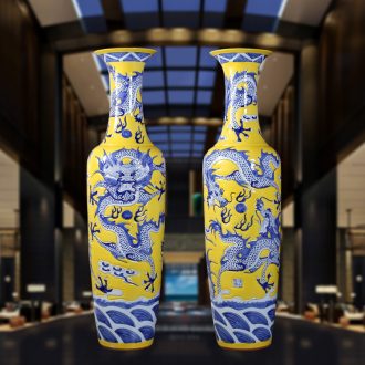 Jingdezhen ceramic hand-carved dragons landing big vase Chinese dragon ceramic vase sitting room hotel furnishing articles