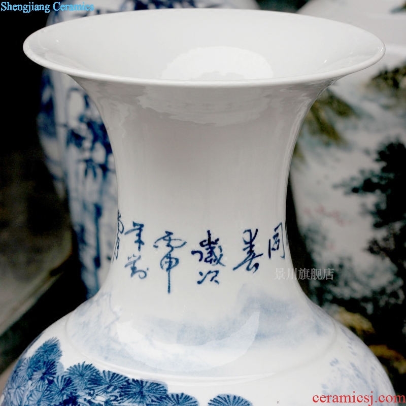 Jingdezhen porcelain ceramics hand-painted LuHe with spring of large vases, sitting room of Chinese style household furnishing articles decorations