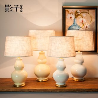 American contracted all copper ceramic desk lamp gourd study living room bedroom berth lamp decoration of modern example room 1028