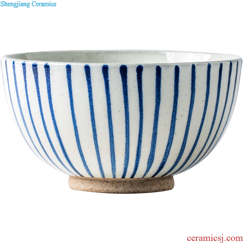Million jia household ceramic bowl contracted stripe rainbow noodle bowl fruit salad bowl of soup bowl Japanese rice bowls