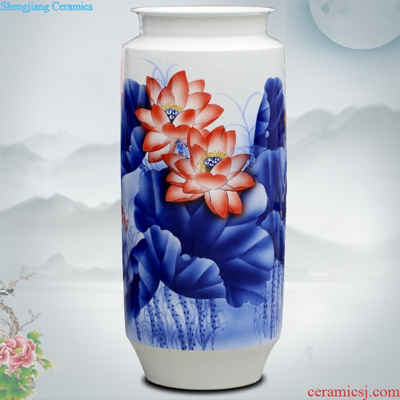 Hand painted lotus fish landing furnishing articles of jingdezhen ceramic vase of blue and white porcelain home sitting room decorations study process