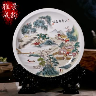 The new jingdezhen ceramics hand-painted porcelain decoration painting landscapes hang dish Zhang Bingxiang furnishing articles at home