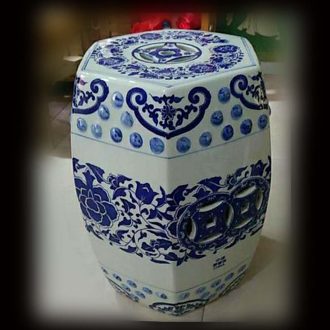Jingdezhen ceramic hexagonal polygon classical porcelain stool archaize ceramic porcelain stool garden stool