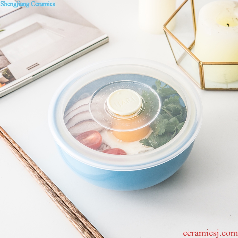 Million jia creative preservation bowl ceramics microwave bento cassette cover bubble rainbow noodle bowl seal preservation box lunch box fridge