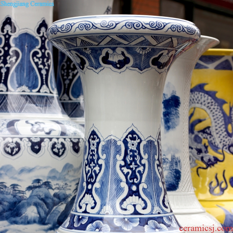 Jingdezhen blue and white porcelain painting landscape painting ceramic sitting room of large vase household furnishing articles ornaments store hall