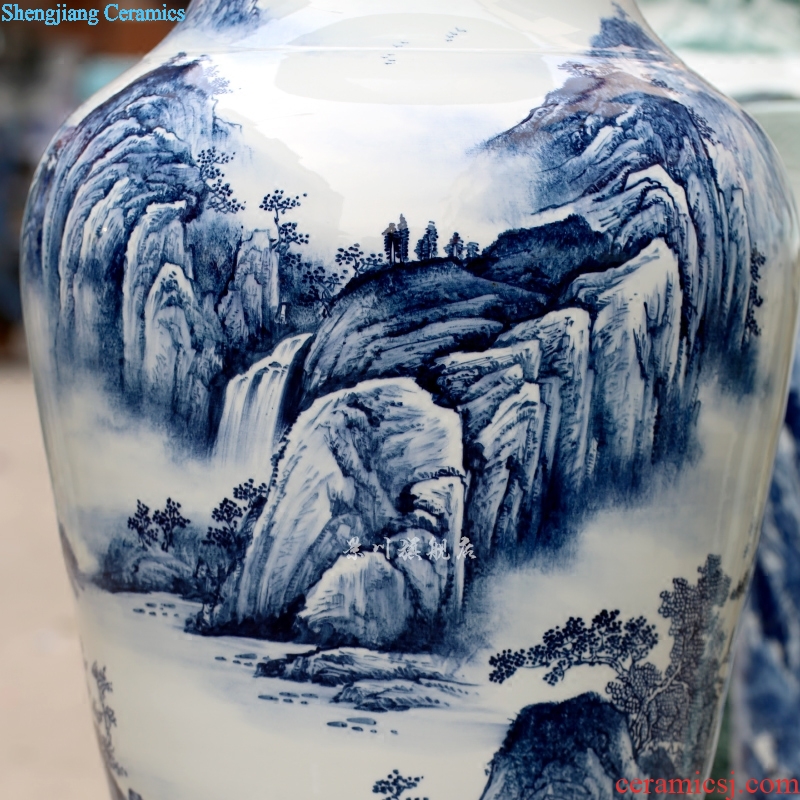 Hand-painted wind stream of large blue and white porcelain vase sitting room hotel adornment of jingdezhen ceramics big furnishing articles