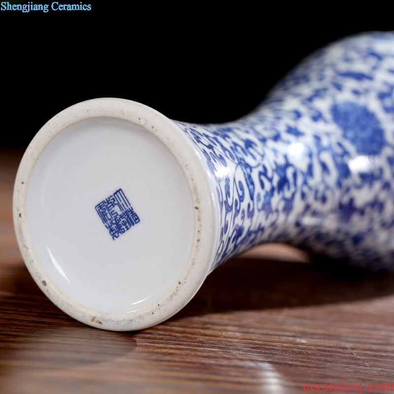 Jingdezhen ceramic blue tie up branch lotus surface vases, contemporary and contracted sitting room small and pure and fresh household furnishing articles decorations
