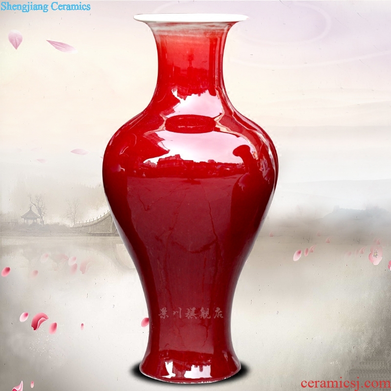 Jingdezhen China red ceramics dried flowers flower arrangement ruby red big vase household hotels sitting room be born modern large furnishing articles