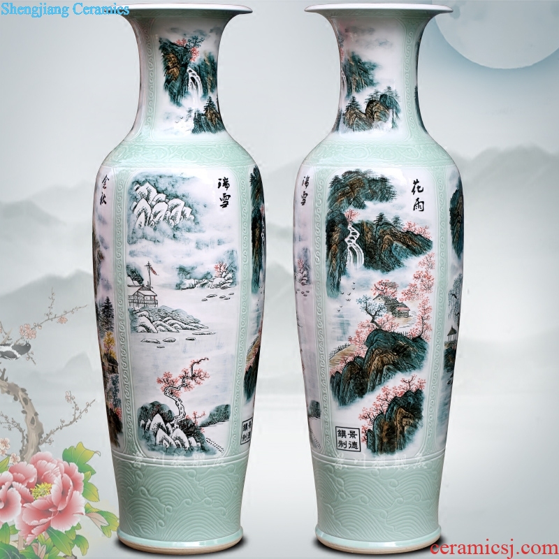 Jingdezhen ceramic hand-painted landscape all around the French vase household of Chinese style living room a study office furnishing articles