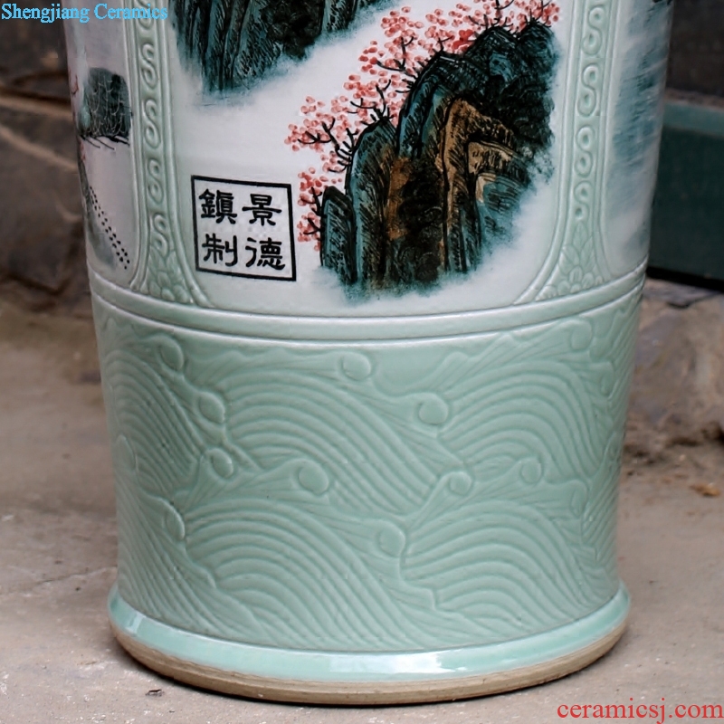 Jingdezhen ceramic hand-painted landscape all around the French vase household of Chinese style living room a study office furnishing articles