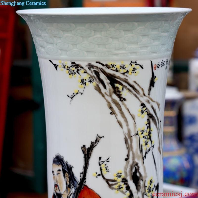 Jingdezhen ceramic hand-painted Lao tze figure dry flower vase home sitting room place study mesa craft ornaments