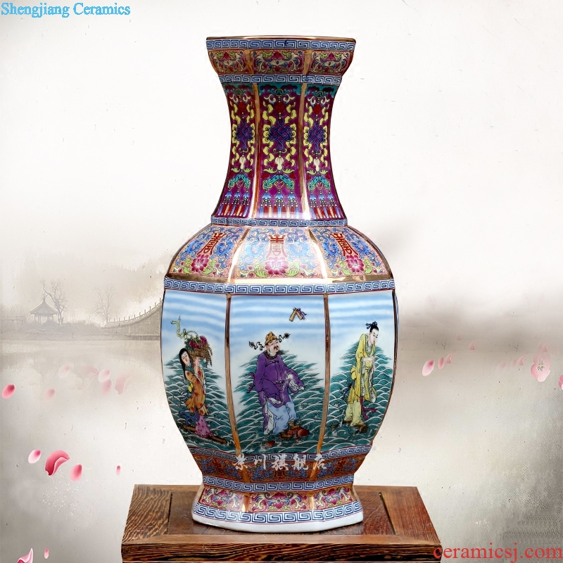 Jingdezhen ceramic famille rose colored enamel sea big vase household furnishing articles landing craft ornaments sitting room