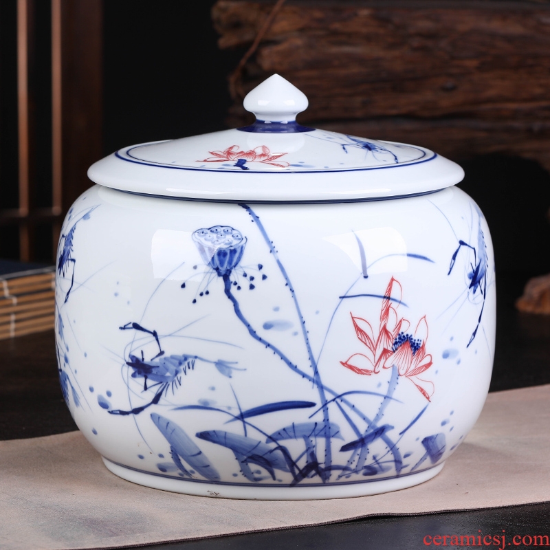 Jingdezhen ceramics pu 'er tea cake tin large general seal pot of tea packaging gift box