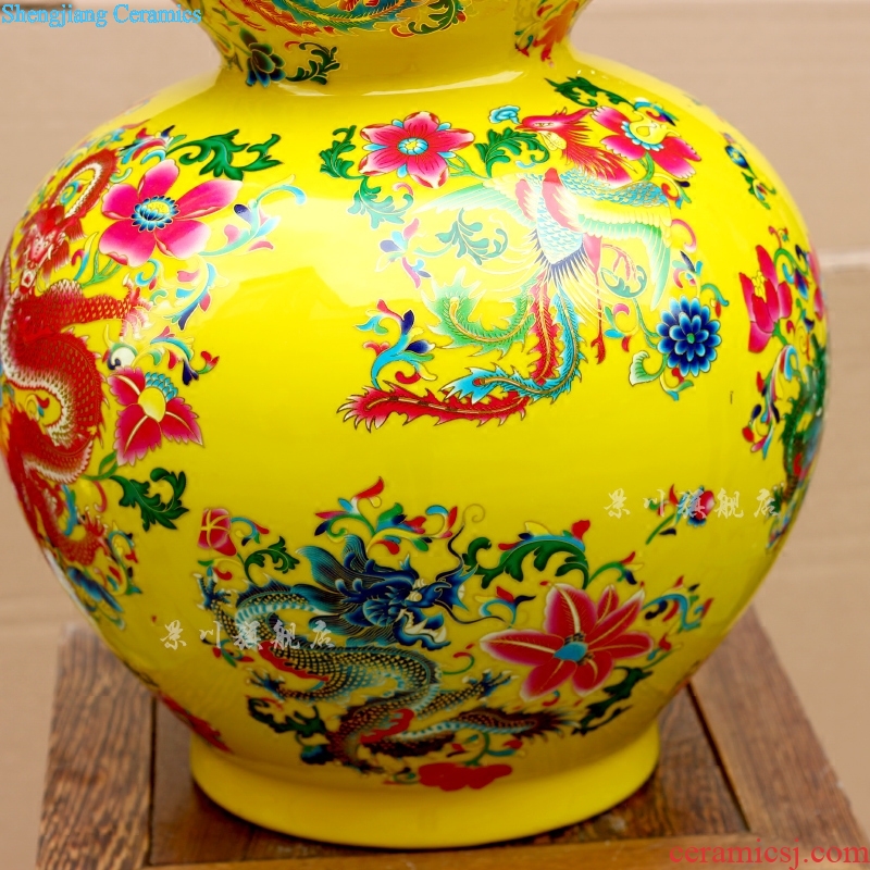 Jingdezhen ceramics Huang Longfeng ChengXiang vase home sitting room mesa desktop office furnishing articles, decorative