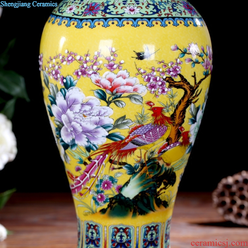 Mesa of jingdezhen ceramic vase colored enamel Chinese antique household flower adornment handicraft office furnishing articles