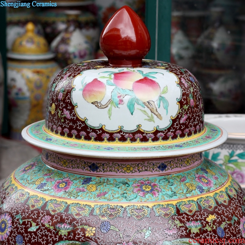 Jingdezhen ceramic general tank hand-painted pastel phoenix peony figure of large vases, sitting room of Chinese style household furnishing articles