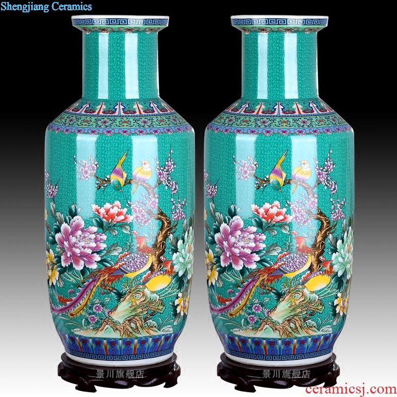 Jingdezhen ceramics colored enamel landing large vases, modern European home sitting room adornment furnishing articles