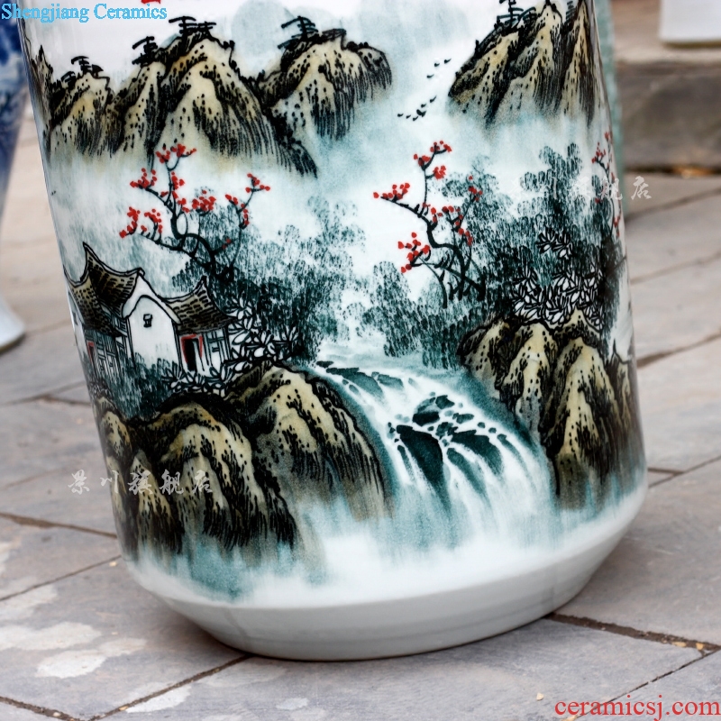 Jingdezhen sitting room color ink landscape quiver of pottery and porcelain vase household furnishing articles calligraphy and painting scroll receive accessory products