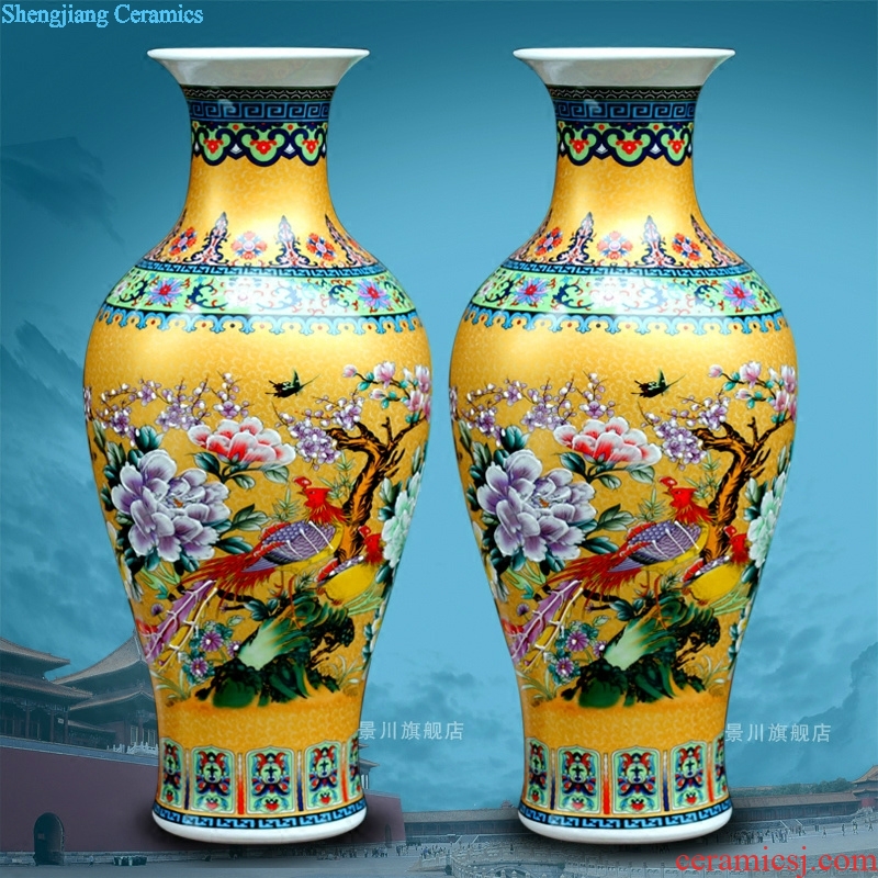 Mesa of jingdezhen ceramic vase colored enamel Chinese antique household flower adornment handicraft office furnishing articles