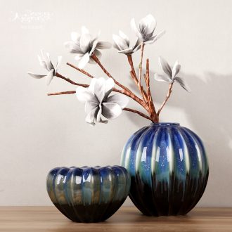 Jingdezhen ceramics dry vase furnishing articles creative living room TV cabinet porch Mediterranean household soft adornment