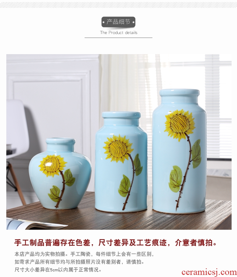 Jingdezhen contemporary and contracted ceramic vase furnishing articles creative living room small pure and fresh and dry flower arranging, table decorations