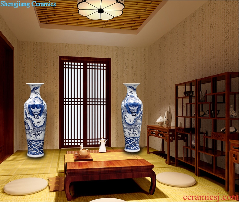 Jingdezhen blue and white porcelain landing big dragon vase hand-painted ceramics vase sitting room decoration to the hotel lobby furnishing articles