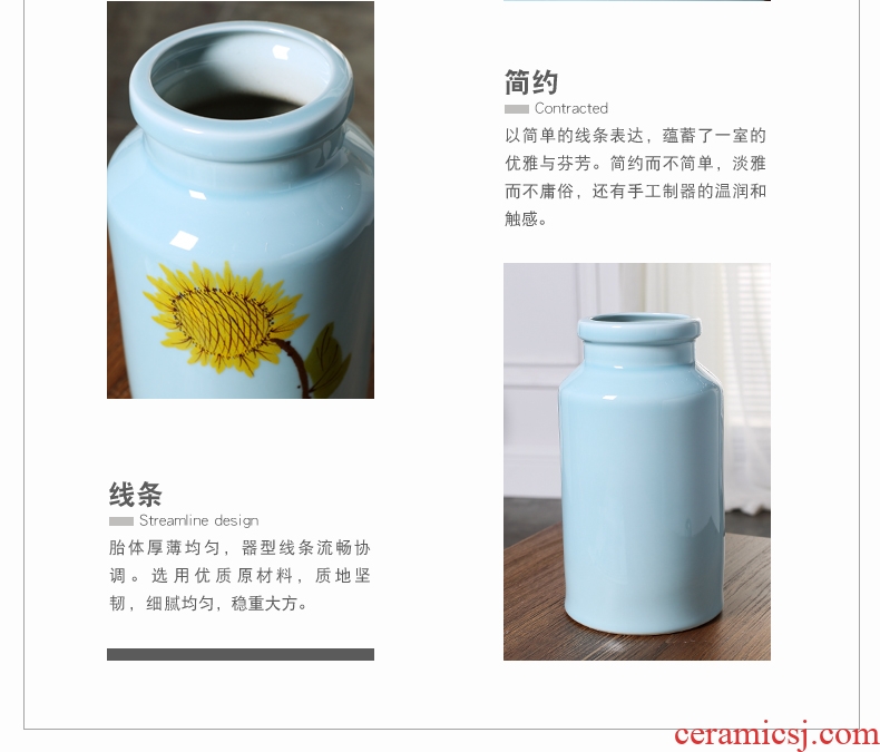 Jingdezhen contemporary and contracted ceramic vase furnishing articles creative living room small pure and fresh and dry flower arranging, table decorations