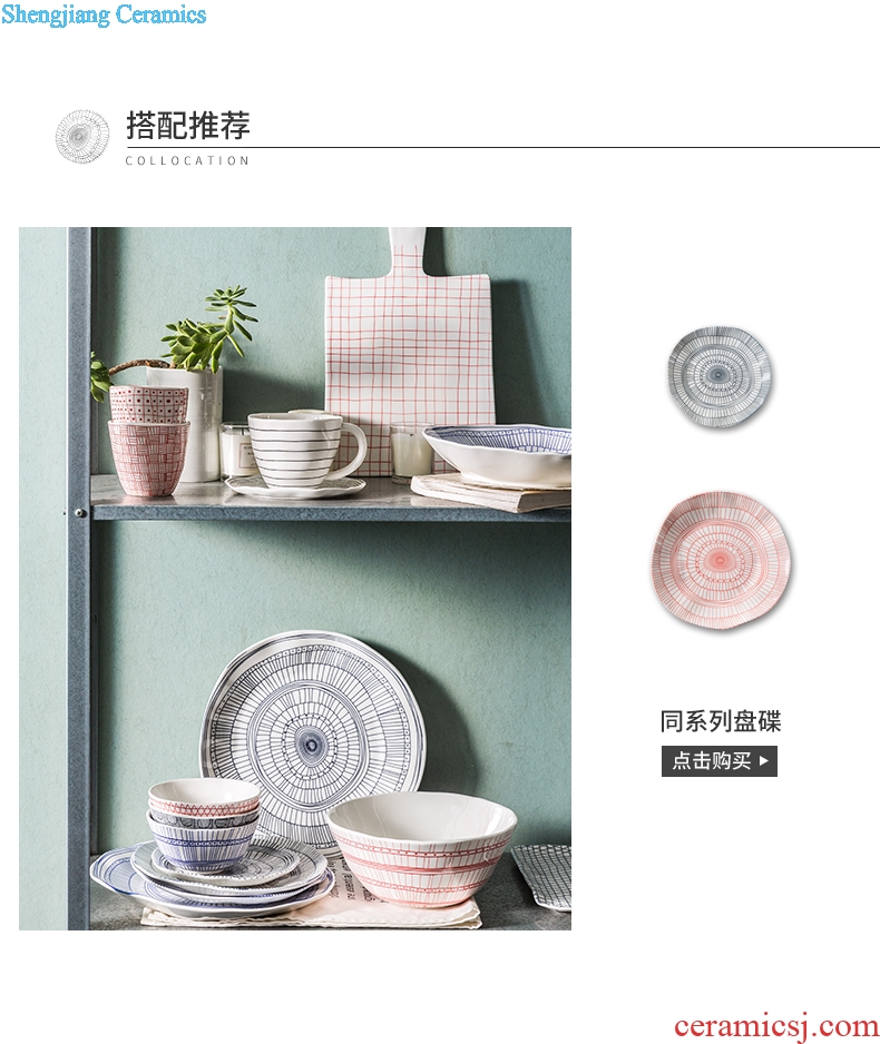 Million jia creative Nordic contracted ceramic bowl rainbow noodle bowl, soup bowl household personality thread salad bowls of rice bowls printing color