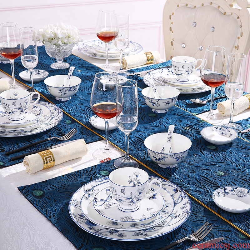 Vidsel weiss del western-style suit household tangshan porcelain tableware Chinese style dinner plate suit wedding gifts