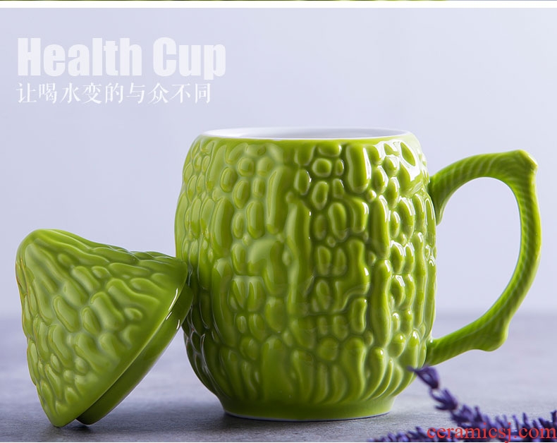 Creative personality trend ceramic cup of milk coffee lovers mugs lovely office balsam pear water in a cup