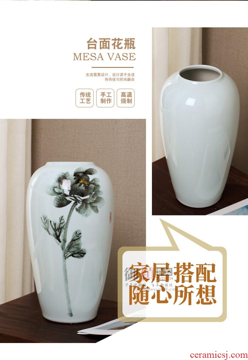 Jingdezhen modern furnishing articles of new Chinese style flower arranging ceramic hand-painted vases wine porch TV ark soft adornment ornament