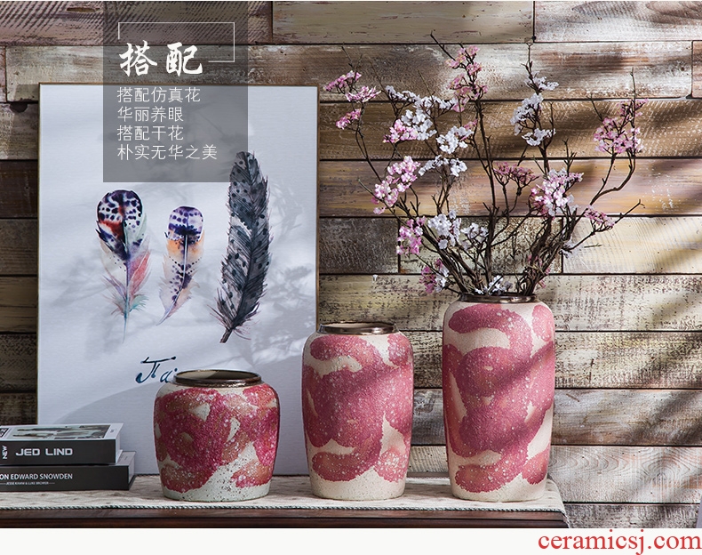 American pastoral contemporary and contracted ceramic vase restoring ancient ways is the sitting room tea table dry flower simulation flower flower bottle furnishing articles