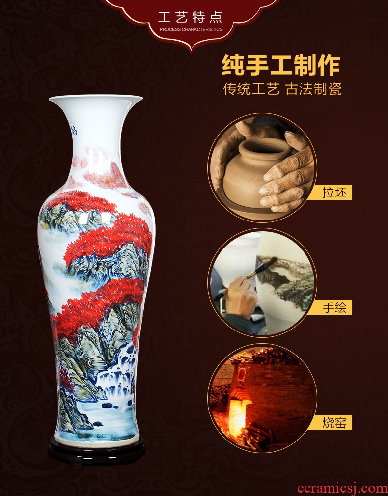 Jingdezhen ceramics high white large blue and white porcelain vase hotel opening gifts sitting room adornment is placed