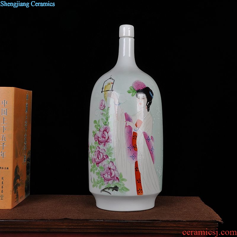 Scene, jingdezhen ceramics hand-painted costume wine home decoration crafts are the four most beautiful women