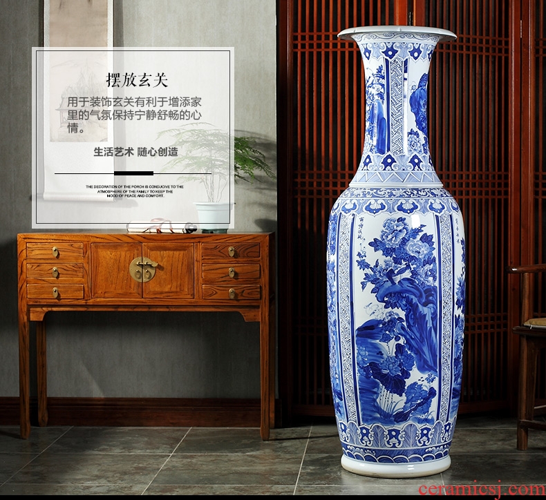 Jingdezhen ceramics hand-painted porcelain of 1.6 meters of large vase hotel lobby sitting room adornment is placed