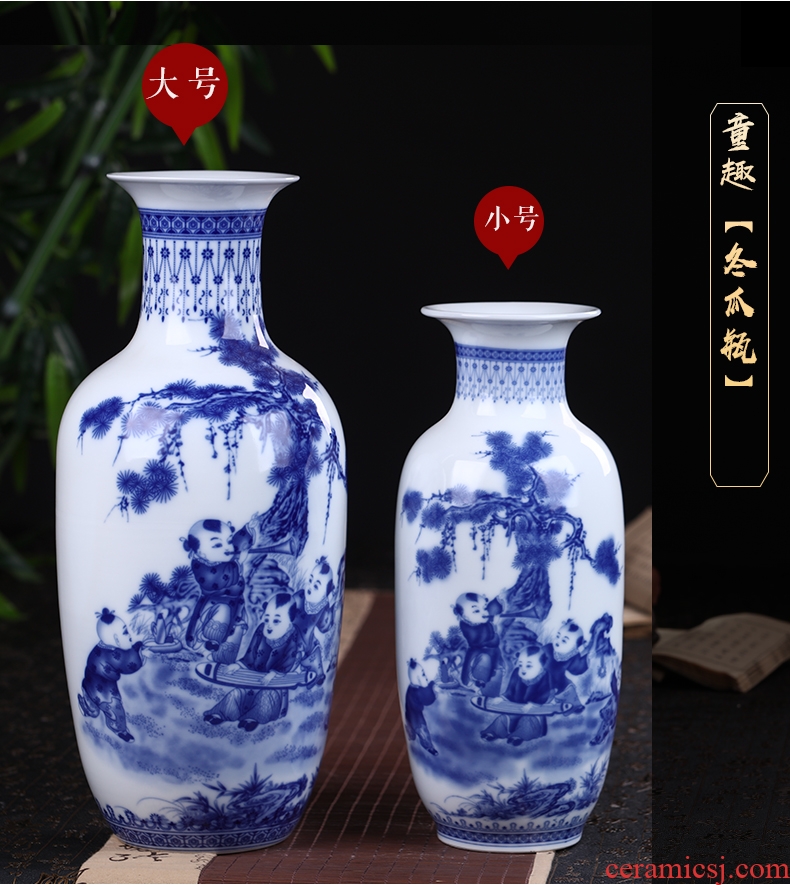 Blue and white porcelain vases, flower arrangement of jingdezhen ceramics furnishing articles furnishing articles new Chinese style household act the role ofing is tasted rich ancient frame sitting room