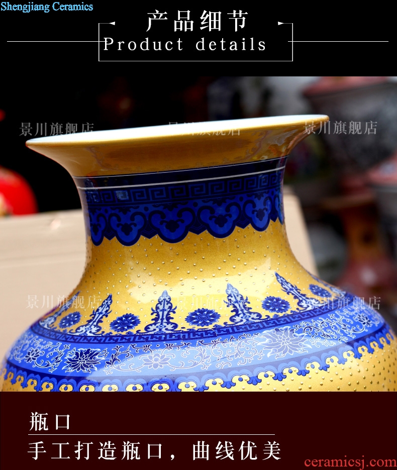 Jingdezhen ceramics powder enamel wave point gold bottle gourd peony sitting room flower arrangement craft vase household act the role ofing is tasted furnishing articles